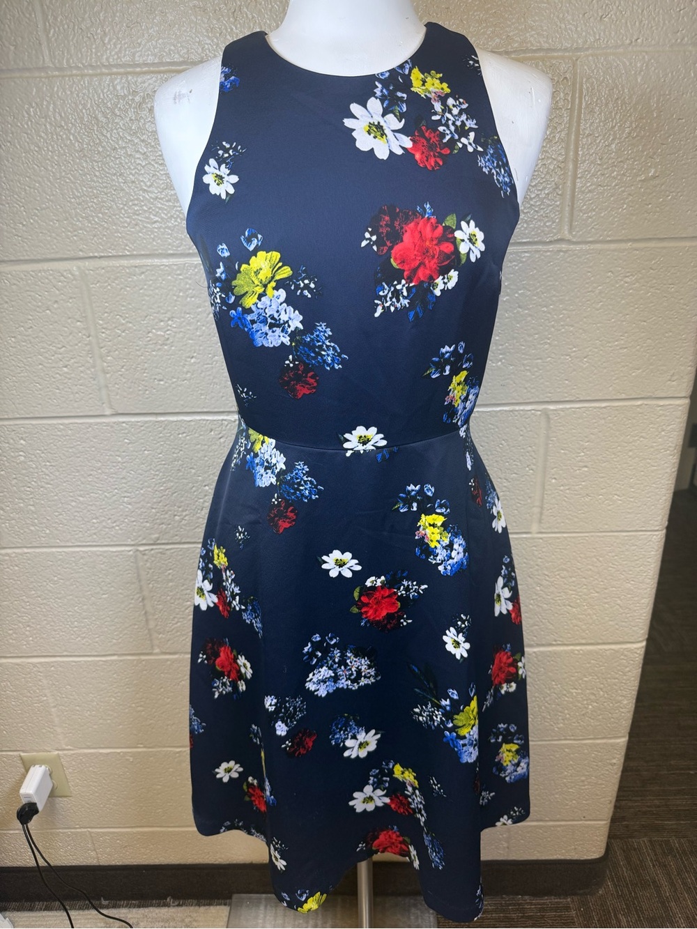 Banana Republic Navy Floral Fit-and-Flare Dress